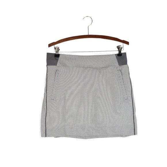 Athleta Brooklyn Textured 16" Skort Pull On Gray City Stripe 988134 Size 10 - Picture 1 of 8